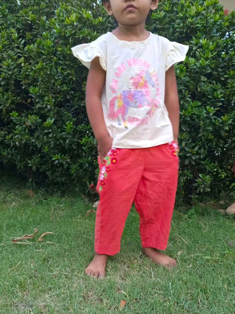 Cute Unicorn T-shirt and Floral Pants Set