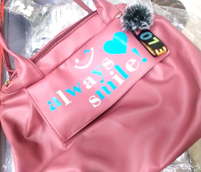 Big Hand Bag For With Beautiful Colour With Blue Colour Print Sale In My Personal Shop