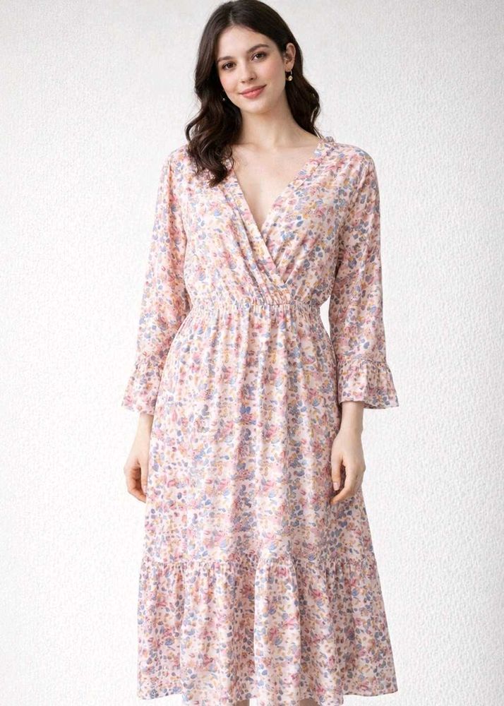 Floral Print V-Neck Dress