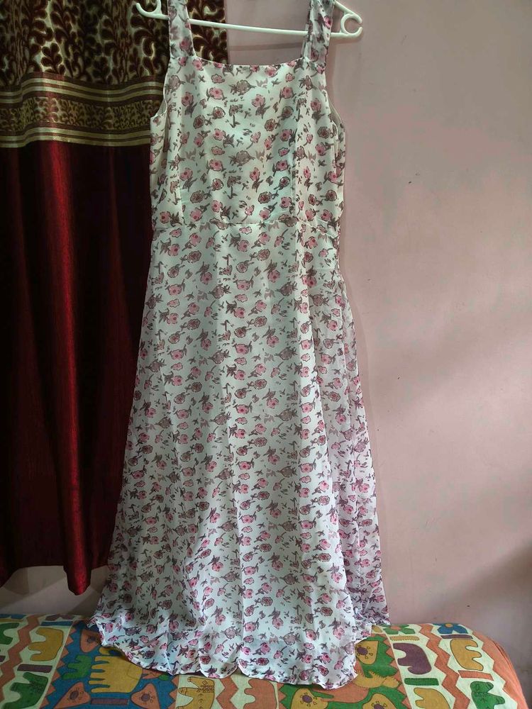 Floral Print Summer Dress With Dupatta