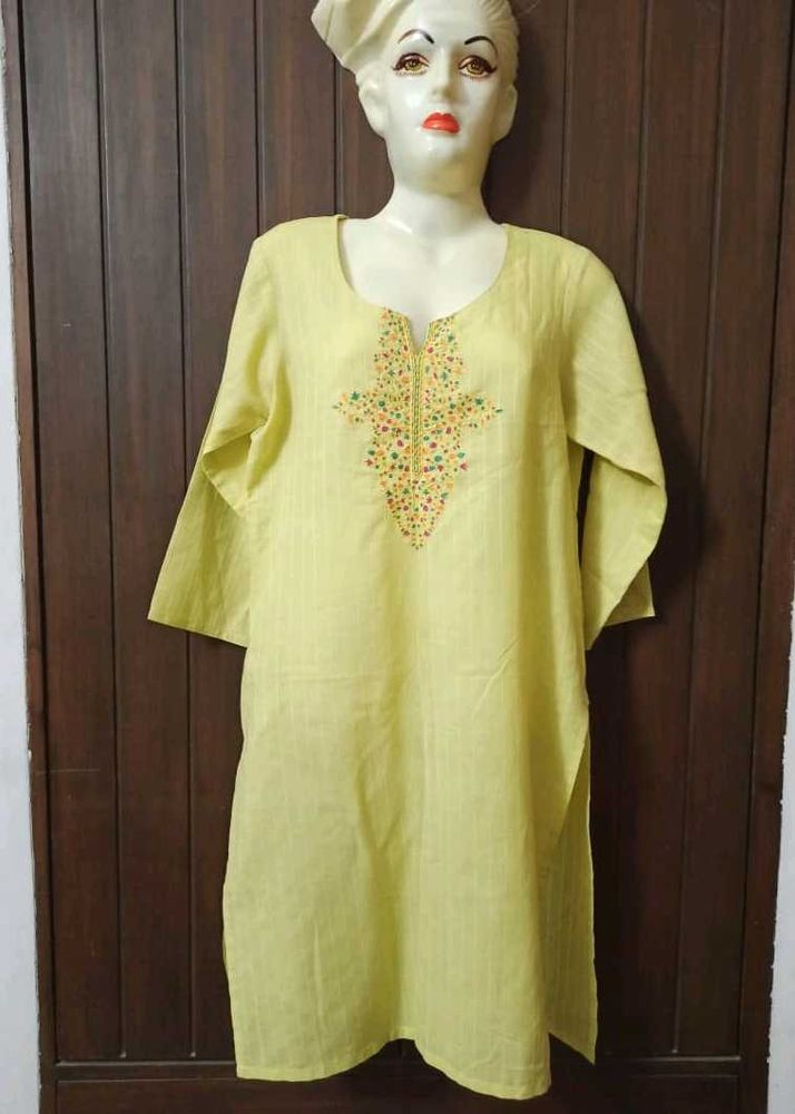 Pineapple Yellow Embroidered Kurta