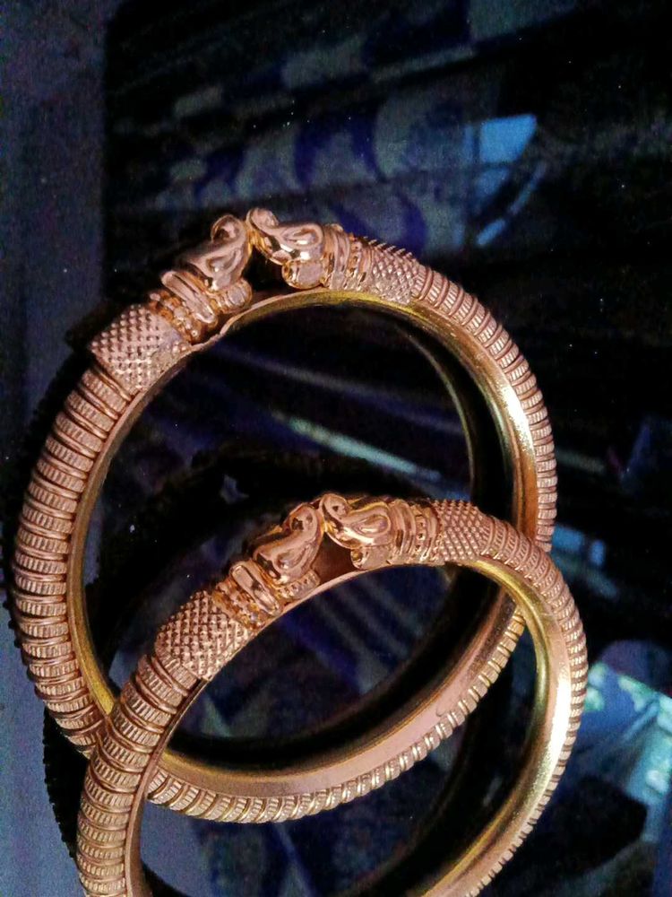 Exquisite Gold Plated Bangles with Lion Head Desig