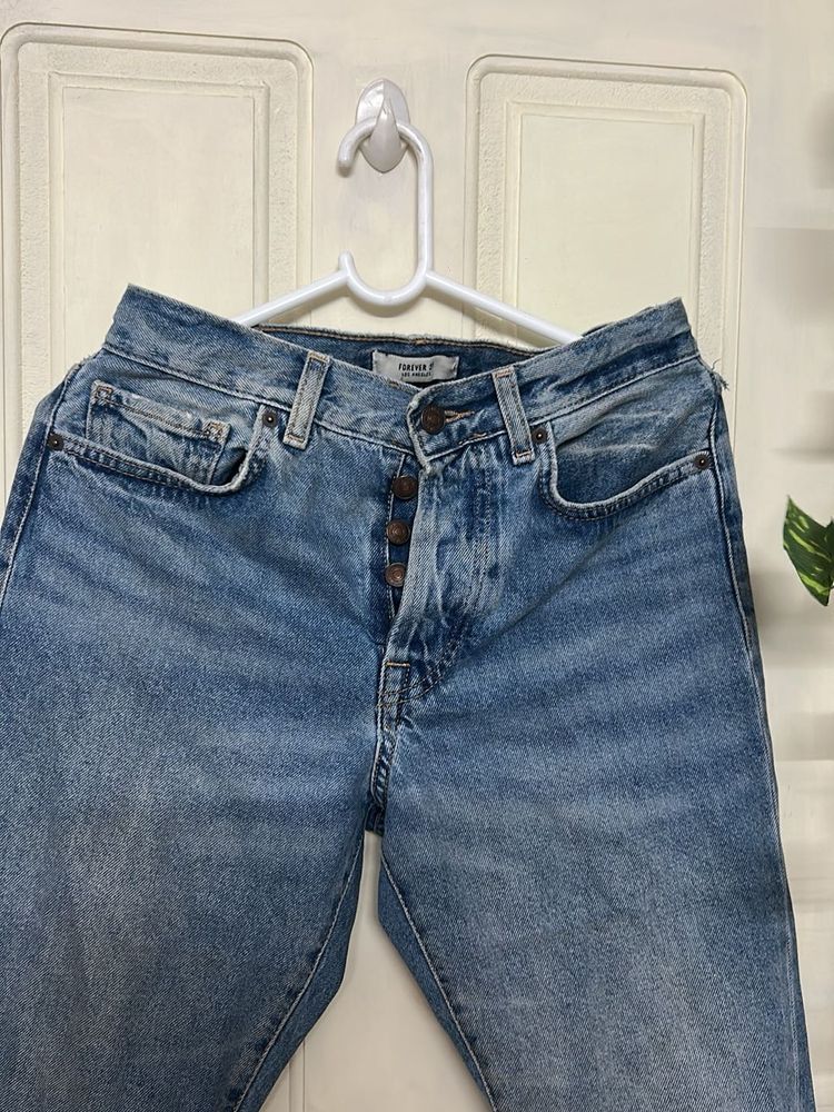 Vintage Wash Button Fly Jeans