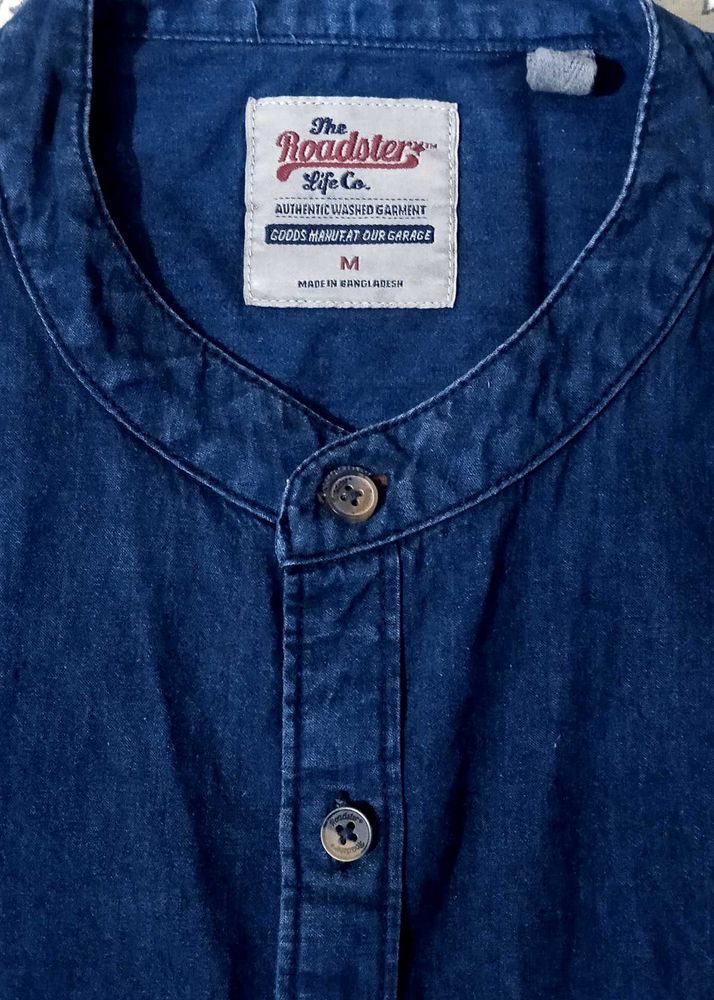 Roadster Mandarin Collar Denim Shirt | Size M