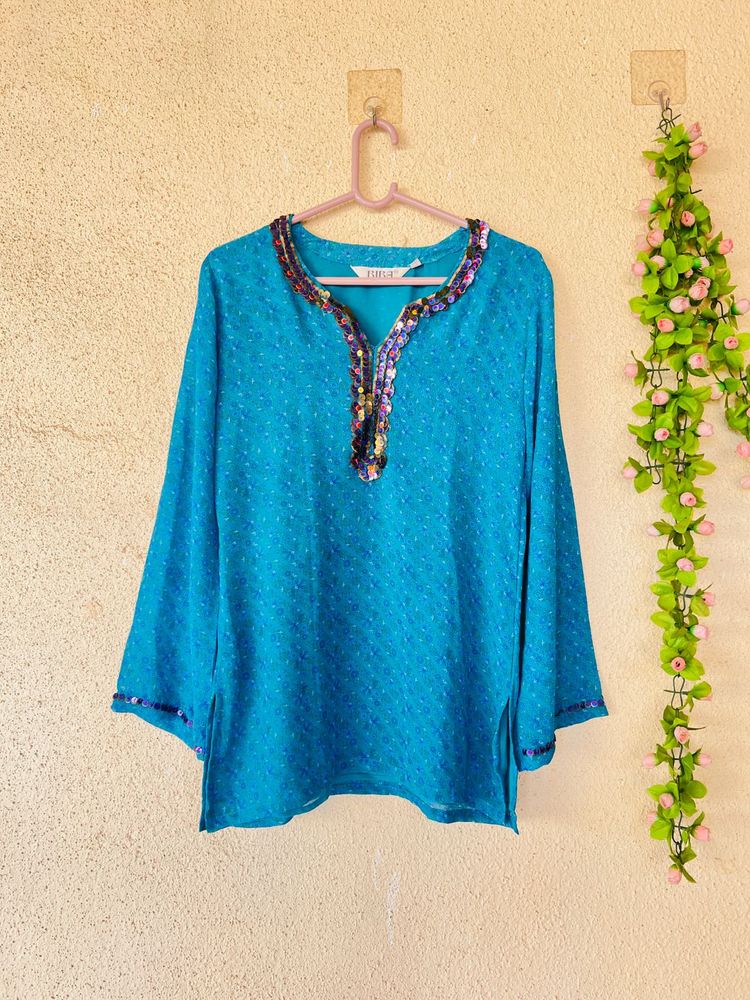 Beautiful Teal Kurta with Sequins