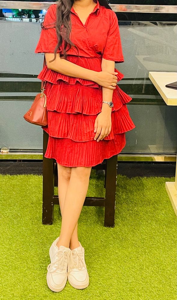 red frill beautifull dress