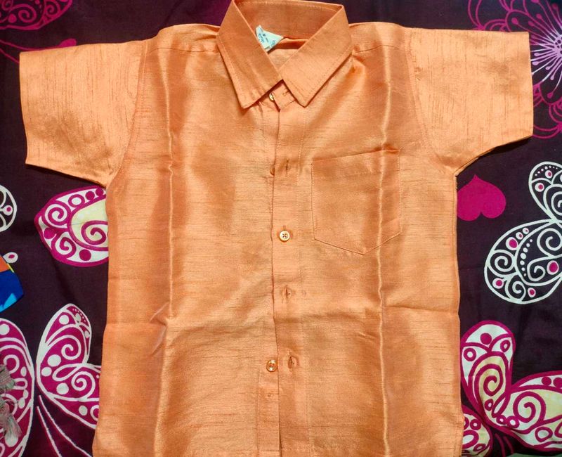 Cute Peach Kids Shirt and vastram set