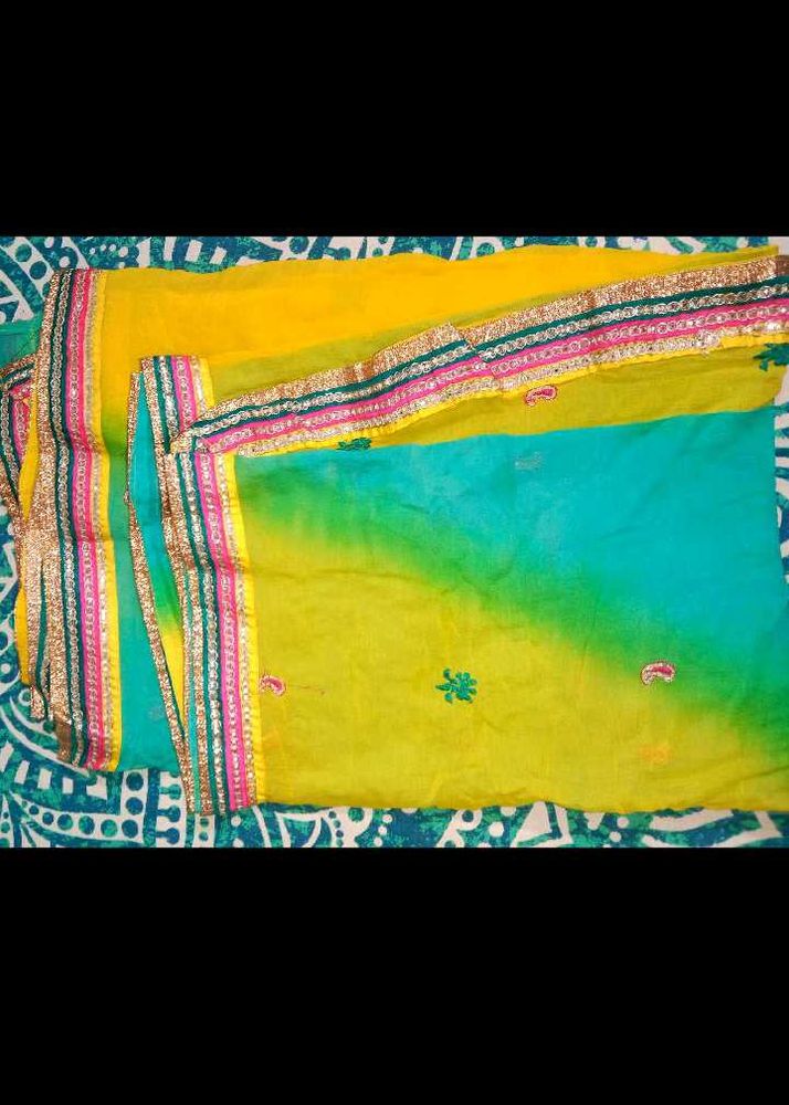 Beautiful Yellow &amp; Blue dupatta