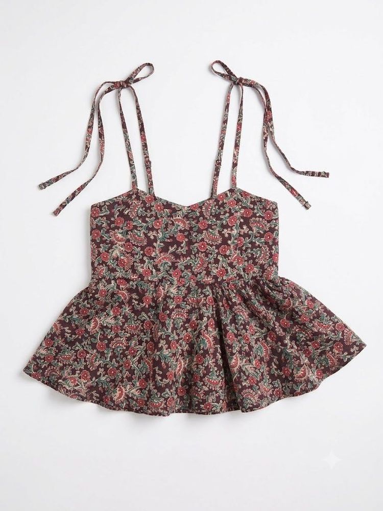 Floral Print Peplum Cami Top