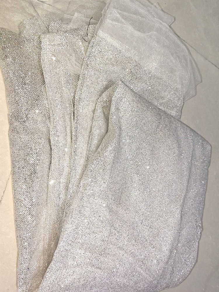Imported Sparkling Silver Fabric