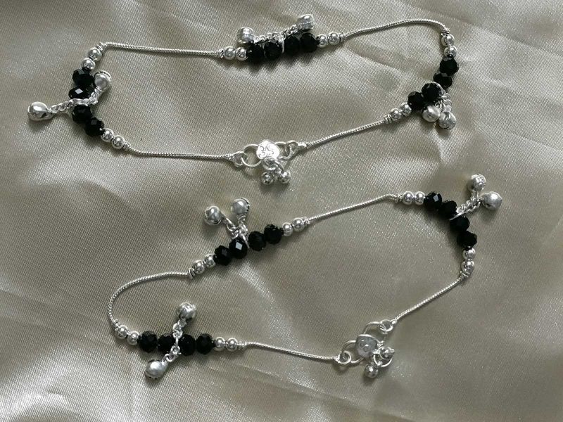 Stunning Black Crystal Anklets with bells