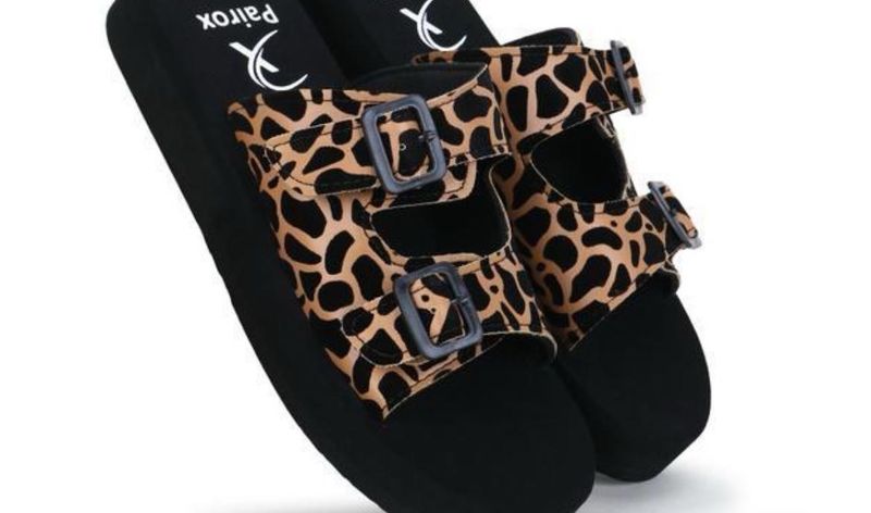 Leopard Print Buckle Slides