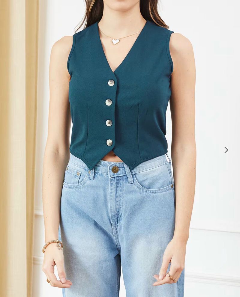 Sleeveless Teal Vest