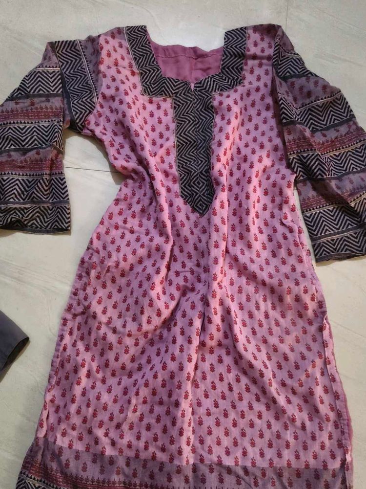Pink Printed Kurta