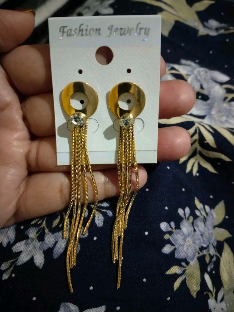 Gold Tassel Drop Earrings