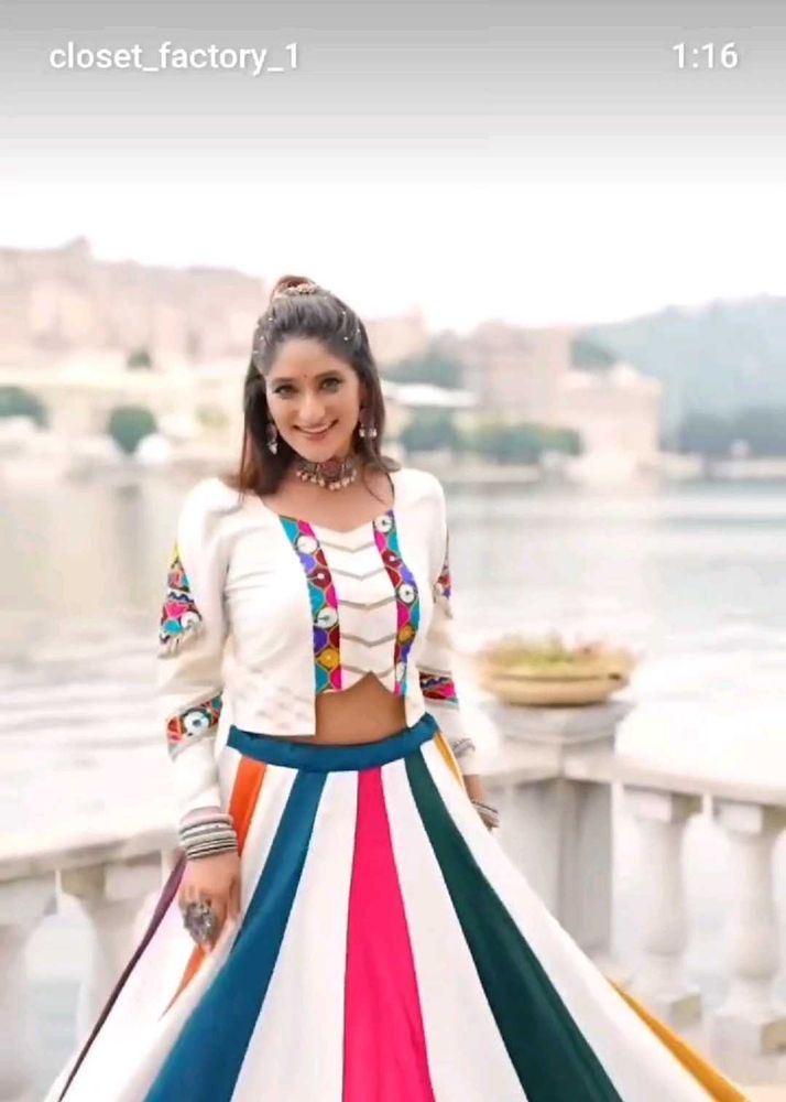 Vibrant Striped Lehenga Choli Set