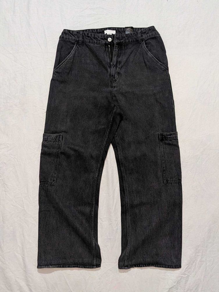 H&amp;M Black Cargo Denim Jeans