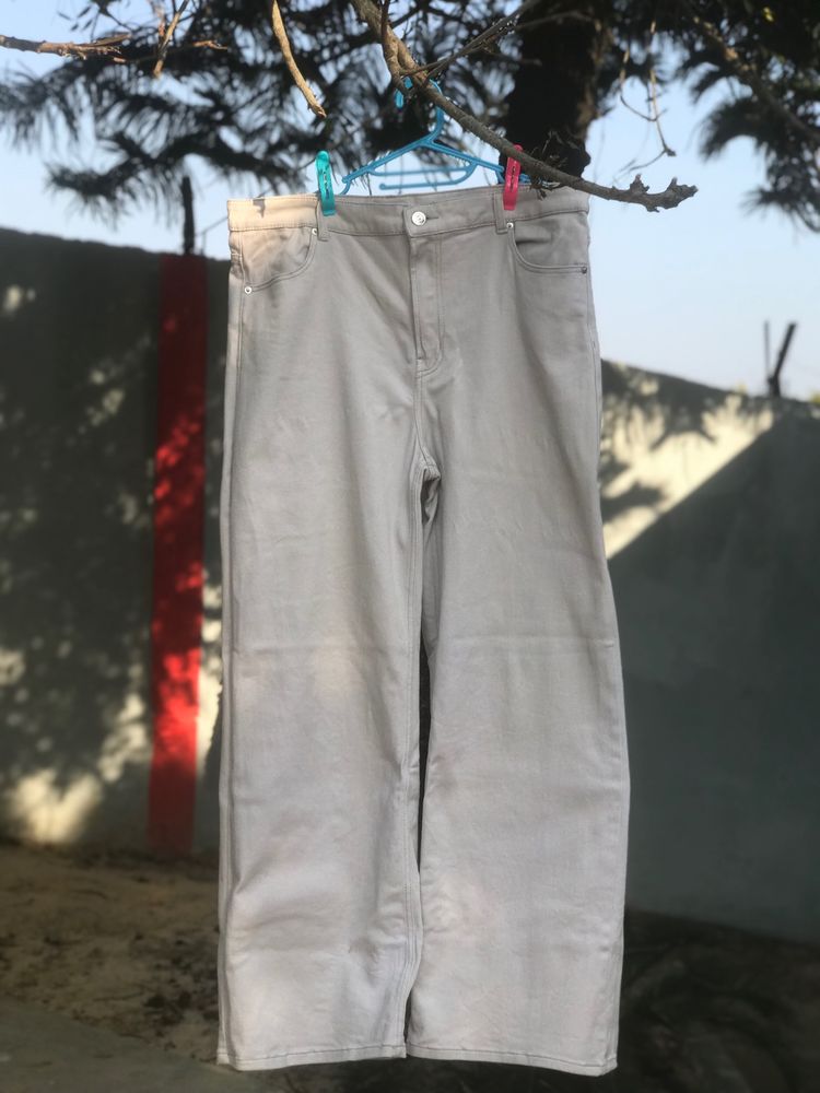 h&amp;m wide twill trousers