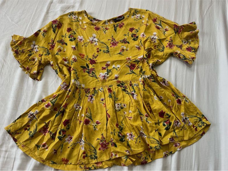 HARPA Yellow Floral Peplum Top