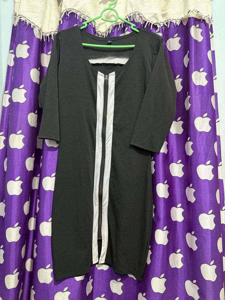 Black Dress with White Zipper Detail