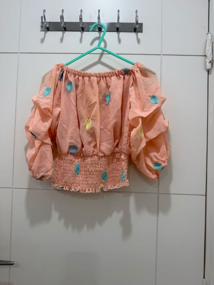 Charming Peach Ruffled Top