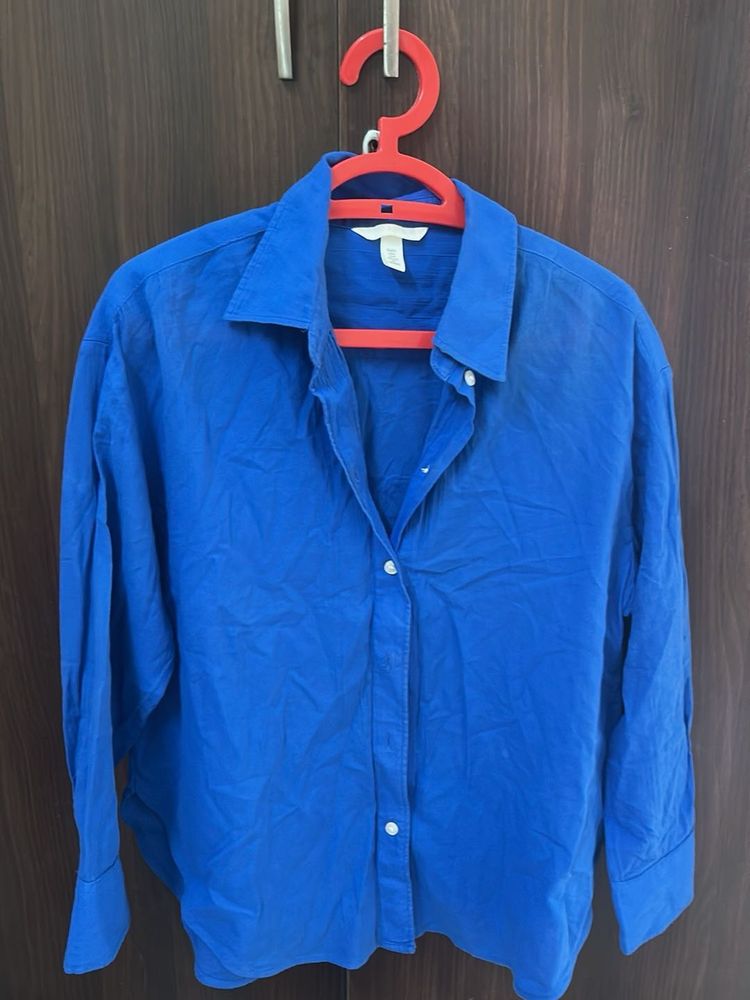 Electric Blue Button-Up Shirt