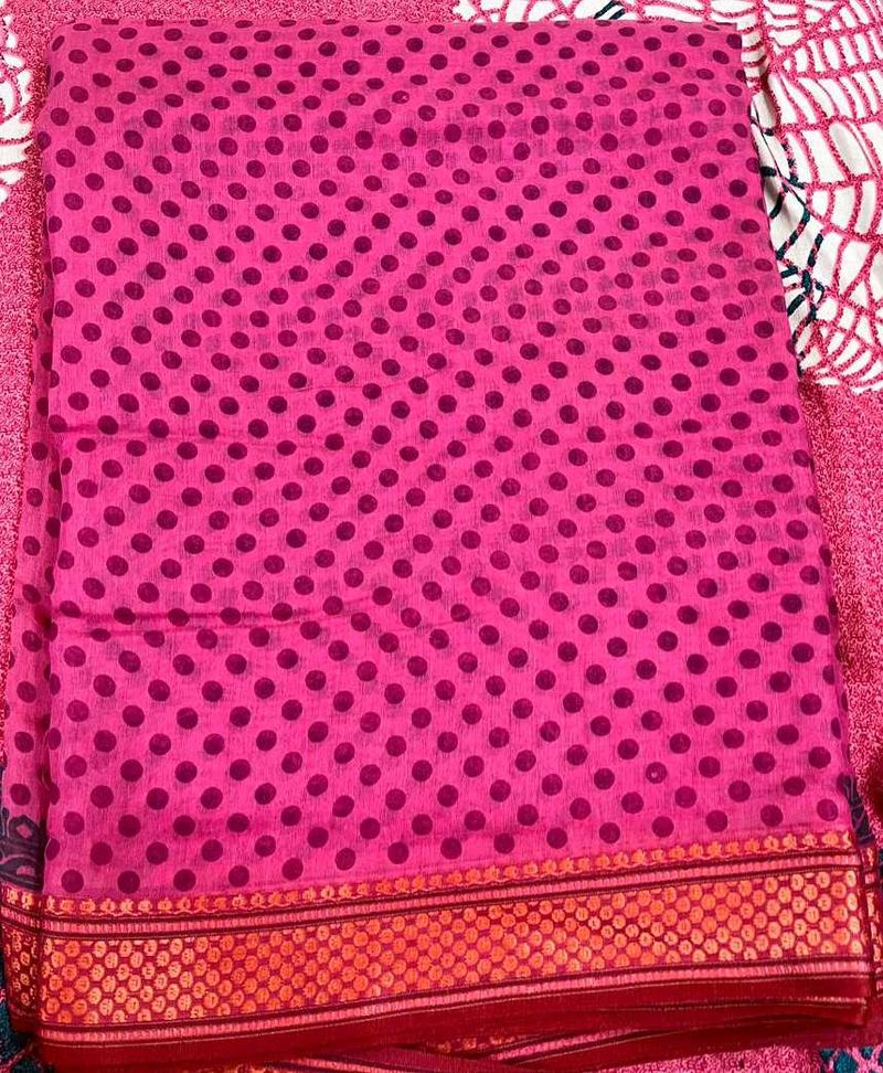 Pink Polka Dot Saree