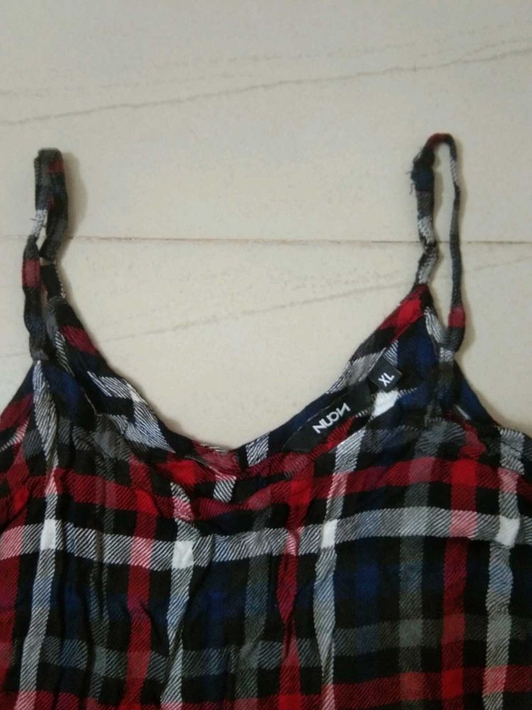 Red Plaid Spaghetti Strap dress