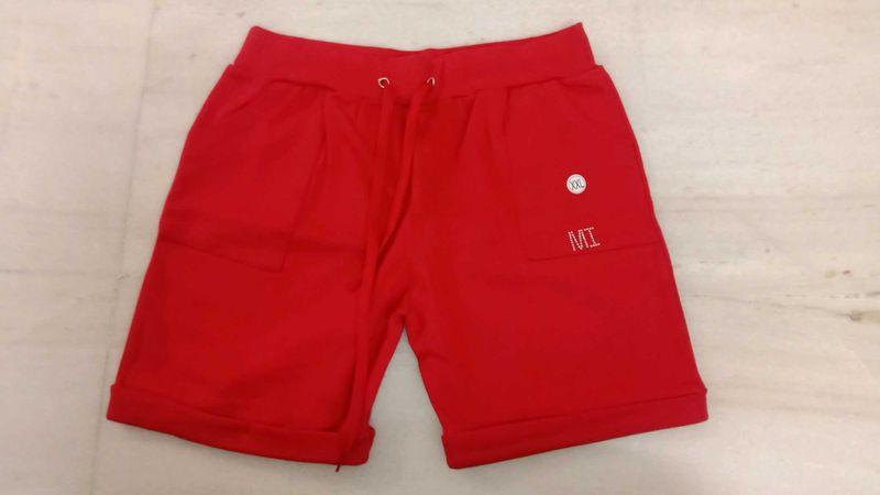 Red cotton daily wear shorts