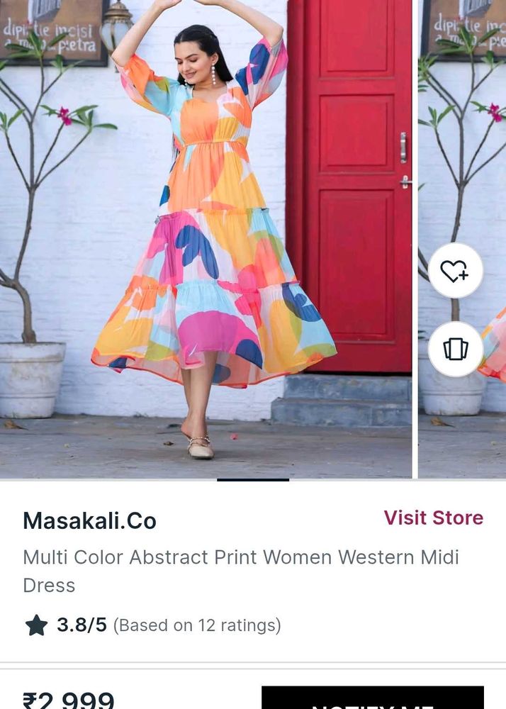 Colorful Abstract Print Midi Dress