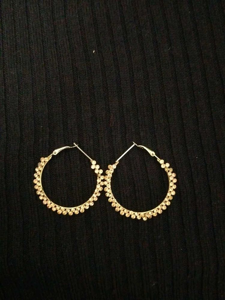 Gold Hoop Earrings with Charm Details