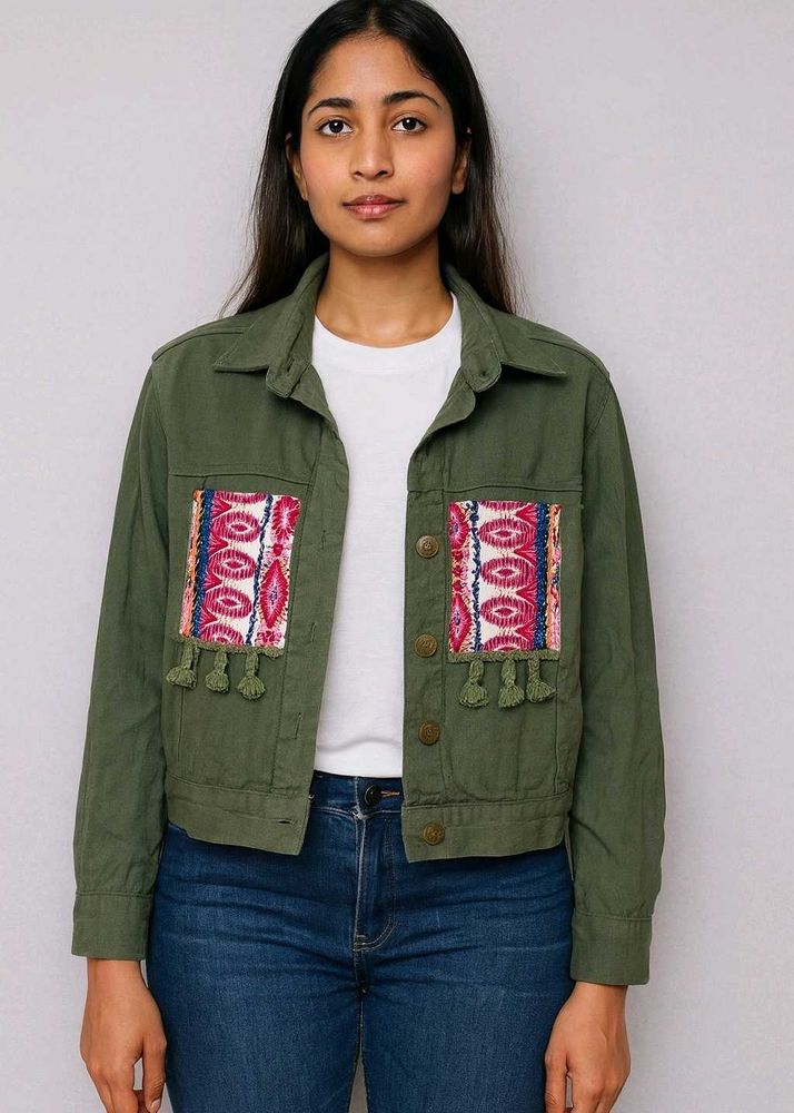 Boho Embroidered Cropped Jacket (Never Worn)