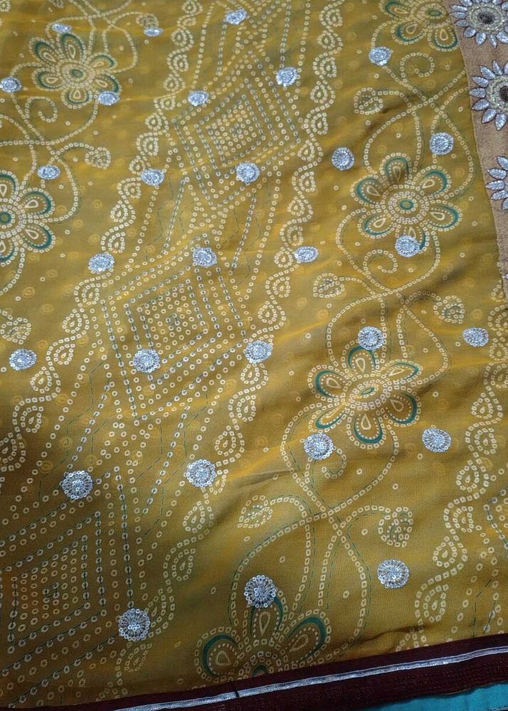 Mustard Bandhej Saree