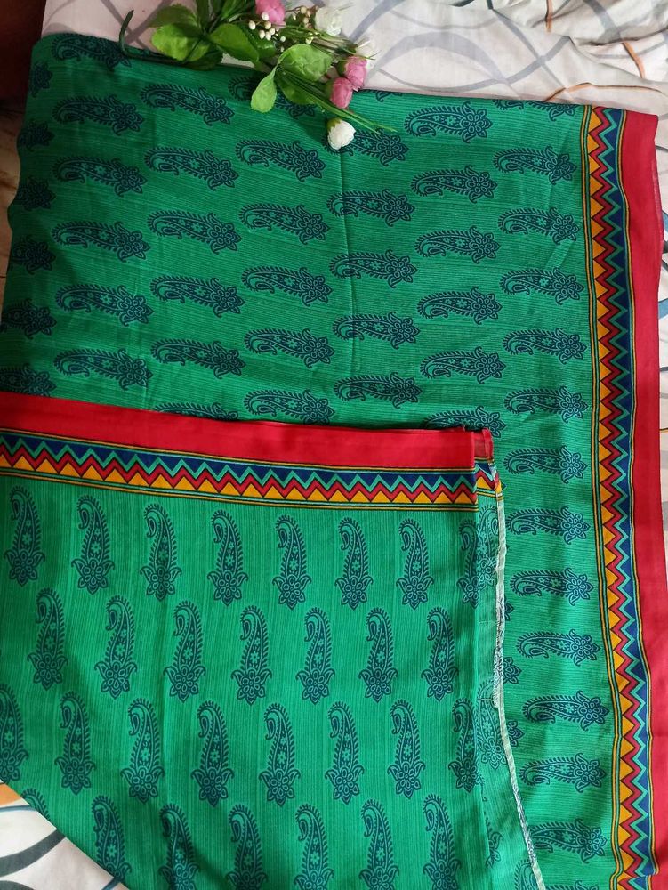 Green Paisley Print Dress Material