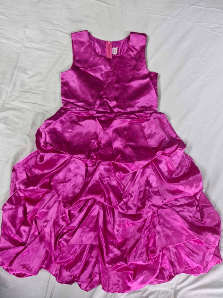 Vibrant Pink Ruffled Party Dress