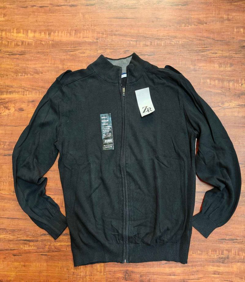 Men's Black Zip-Up Sweater