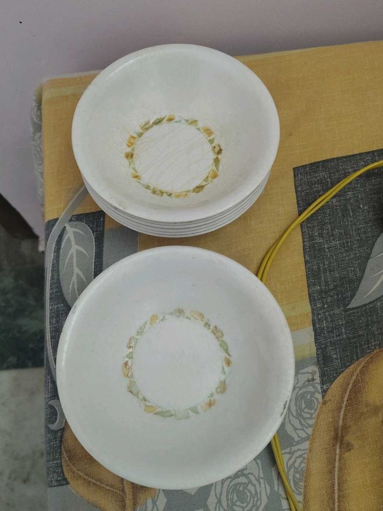 Set of 10White Floral Bowls