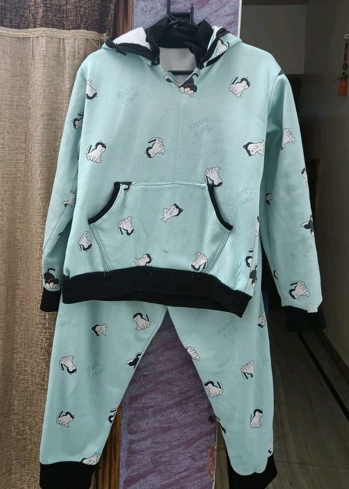 Cute Cartoon Print Hoodie Set