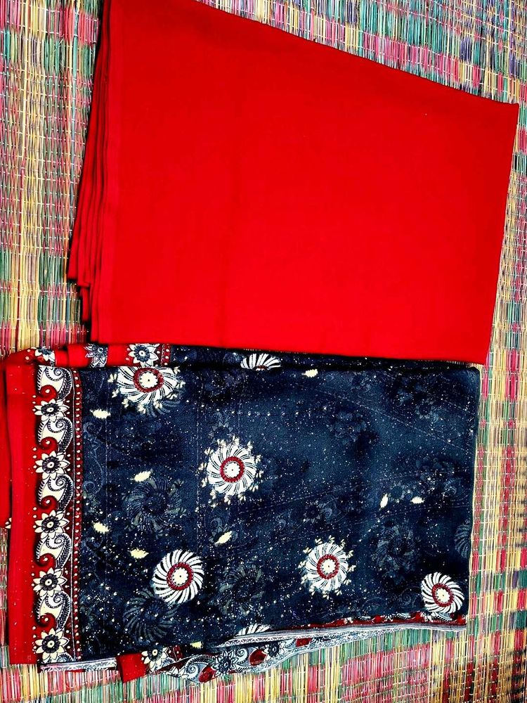 Beautiful Red grey saree 1+1 offer