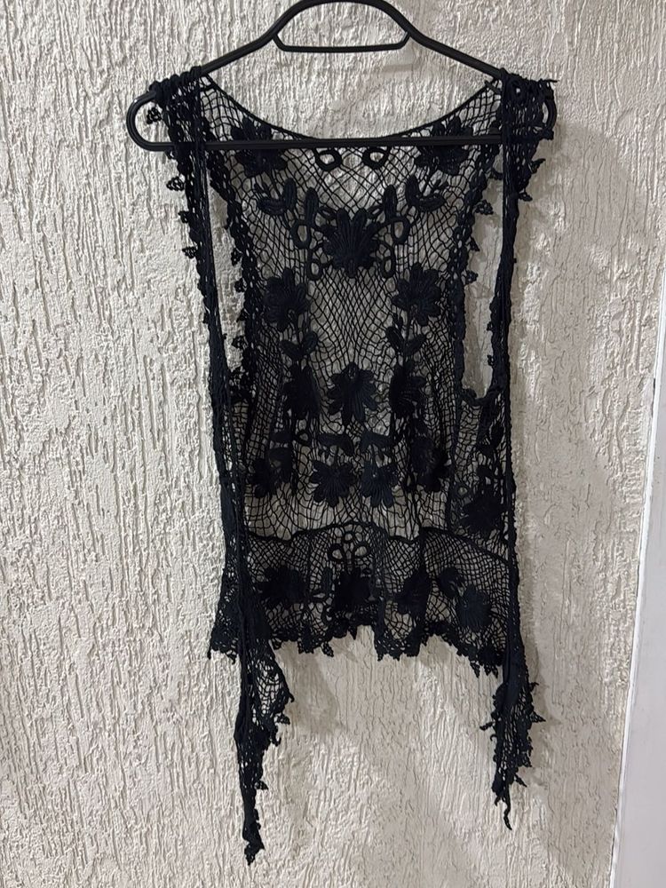 Black Lace Crochet shrug