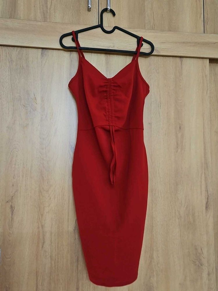 Stunning Red Ruched Bodycon Dress