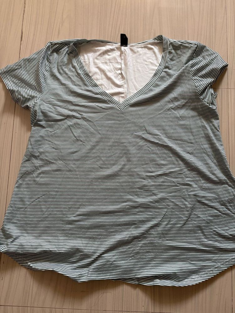 Striped V-Neck T-Shirt