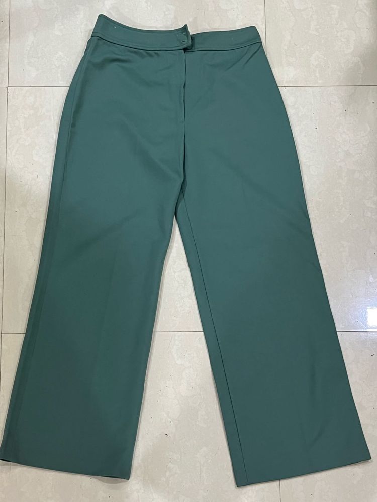 Elegant Teal Wide-Leg Trousers