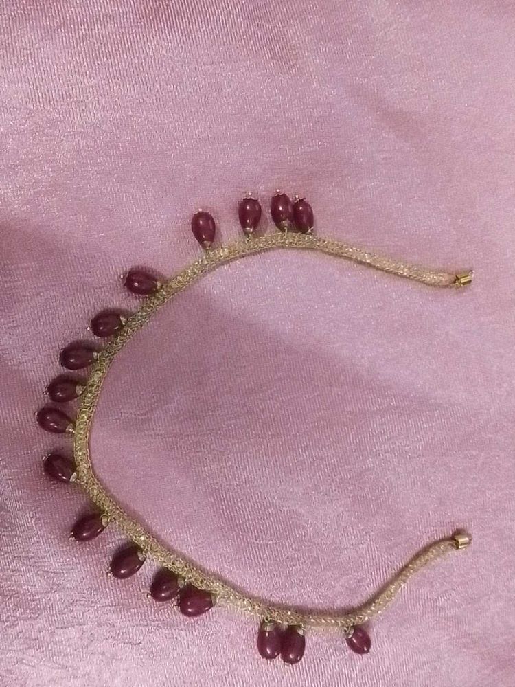 Elegant Beaded Anklet with Red Stones