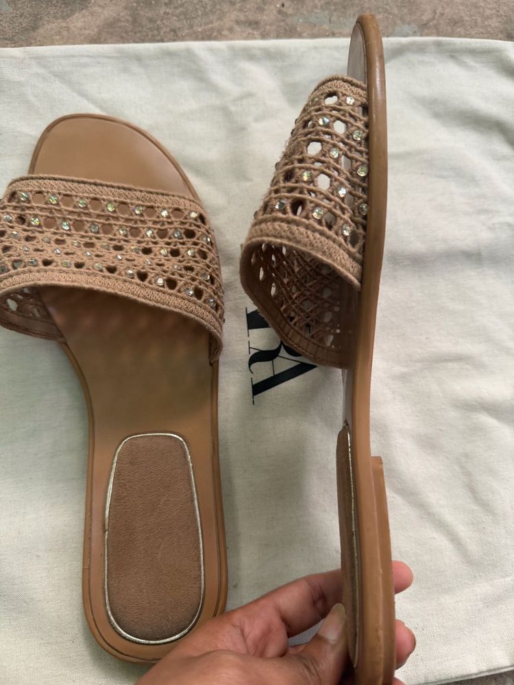 Zara Embellished Flats | Size 38