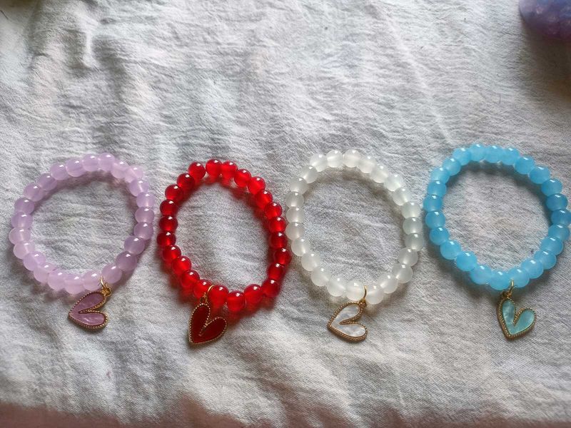 2-Beaded Heart Charm Bracelets