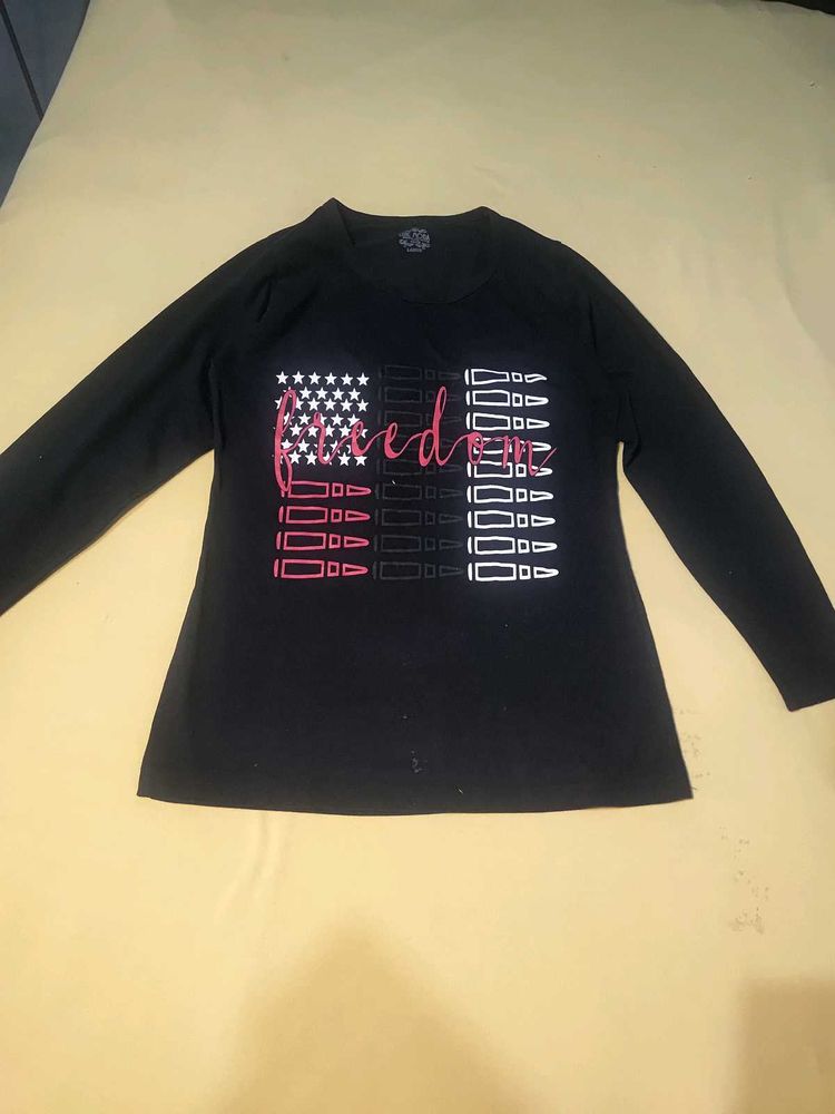 American Flag "Freedom" Graphic Long Sleeve Tee