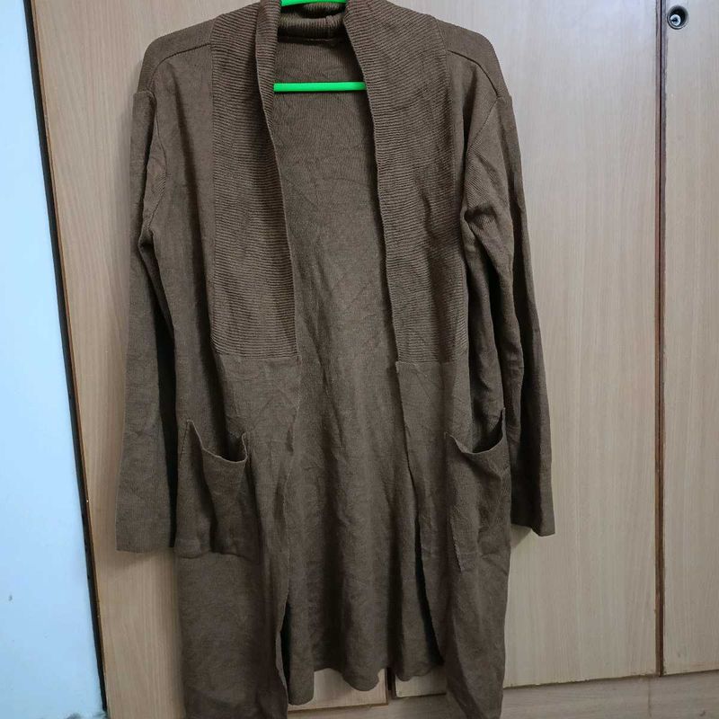 Women's Brown Longline Cardigan