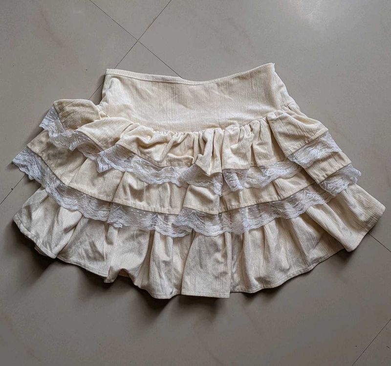 coquette fairycore ruffled lace tiered mini skirt