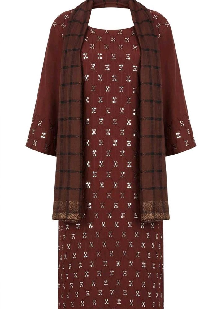 Maroon Kurta Set with Embellishments